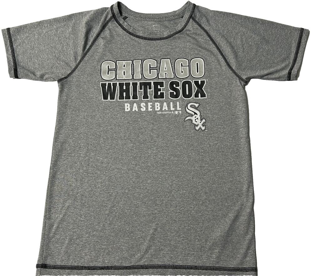 MLB Chicago White Sox Youth Large 10/12 Gray Polyester Raglan T-Shirt Graphic